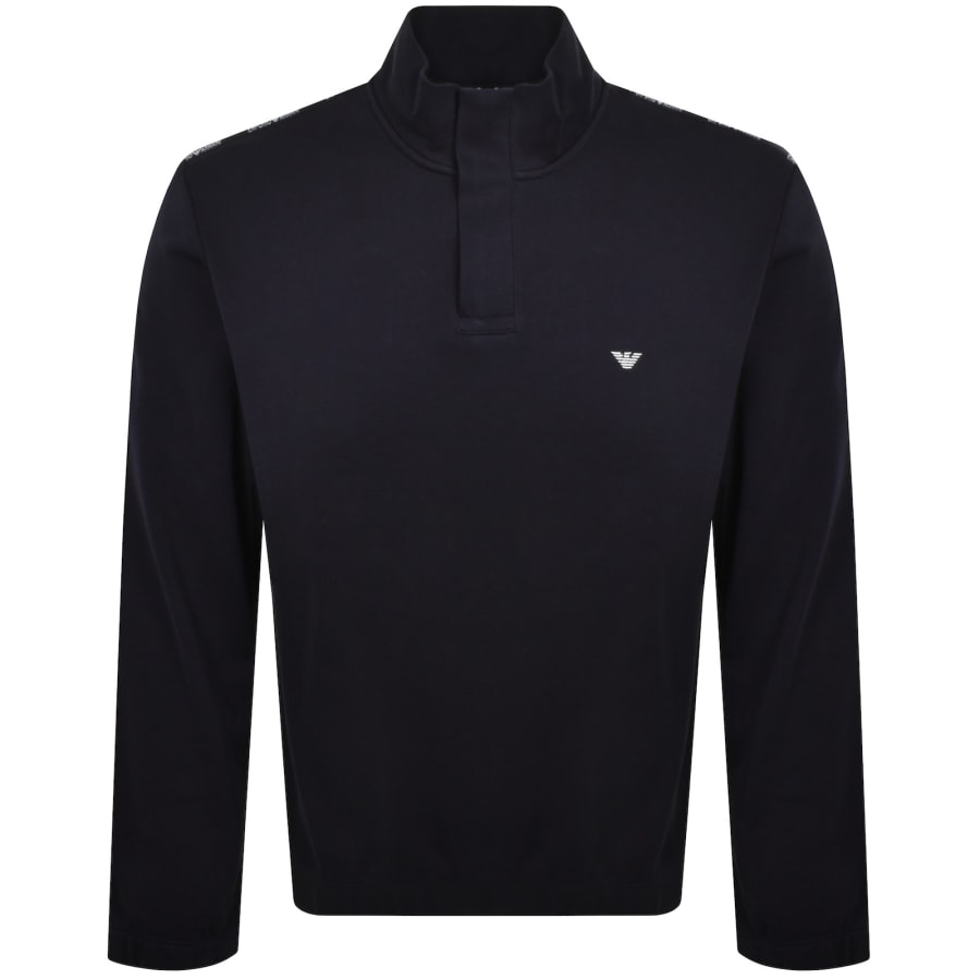 Image number 2 for Emporio Armani Lounge Quarter Zip Sweatshirt Navy
