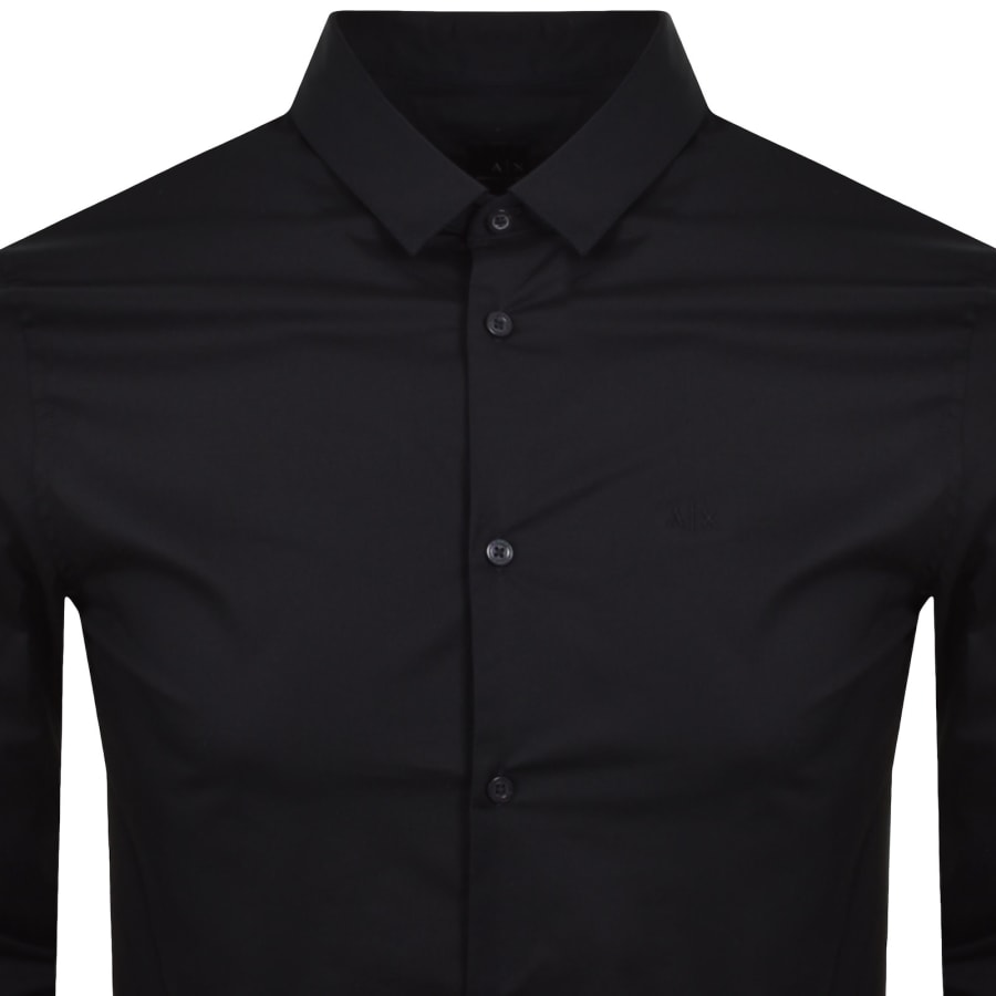 Image number 2 for Armani Exchange Long Sleeve Slim Shirt Navy