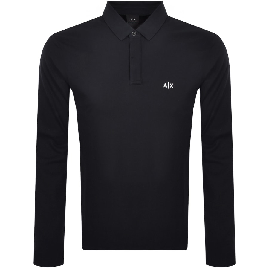 Image number 1 for Armani Exchange Long Sleeved Polo Navy