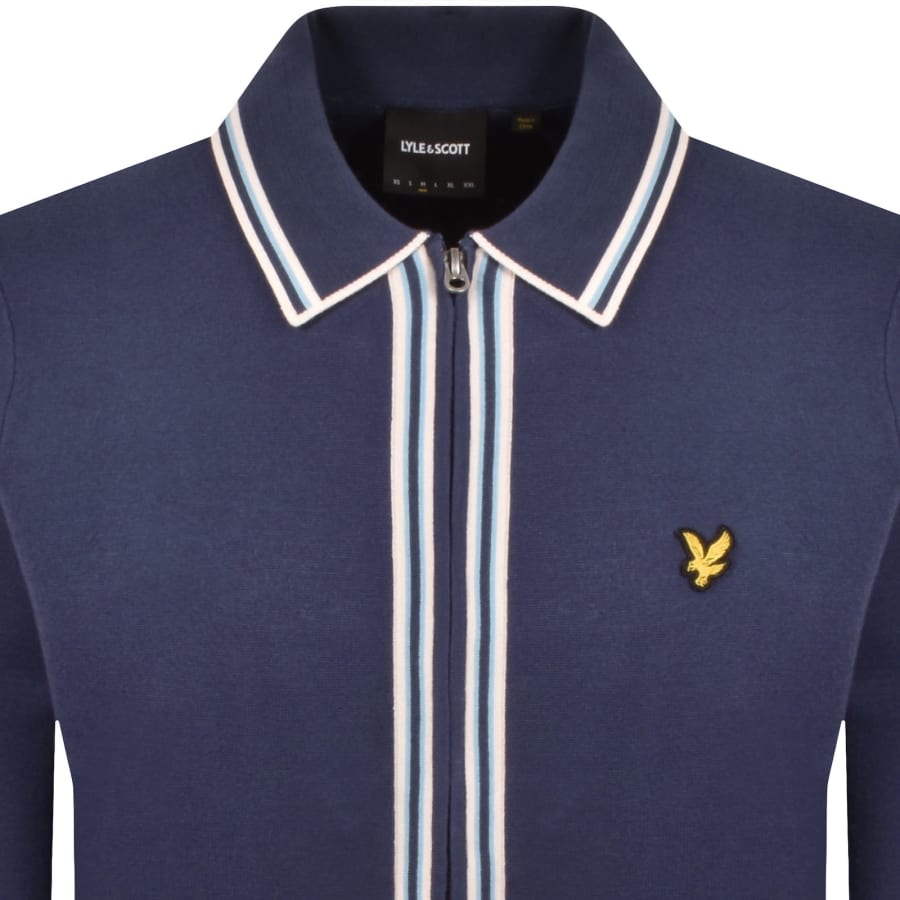 Image number 2 for Lyle And Scott Tipped Full Zip Sweatshirt Navy