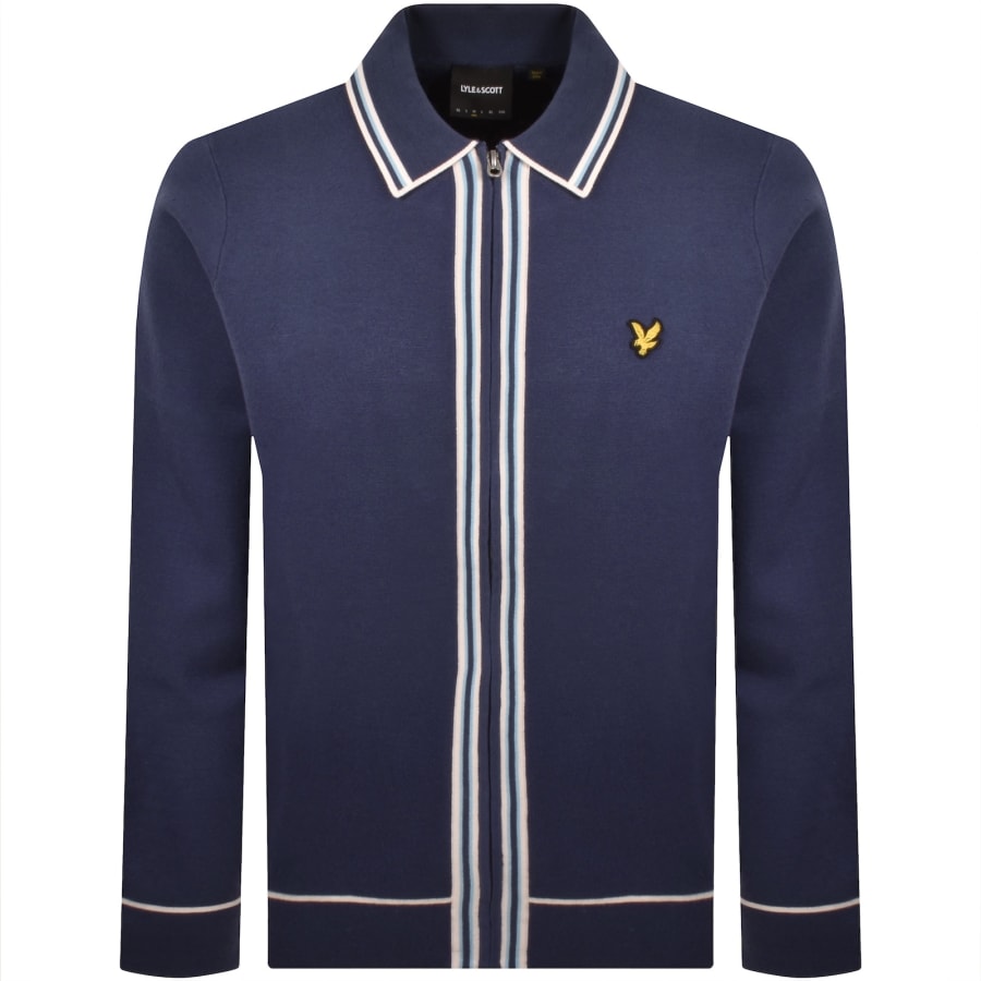 Image number 1 for Lyle And Scott Tipped Full Zip Sweatshirt Navy