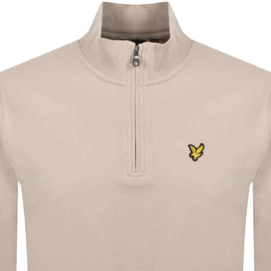 Image number 2 for Lyle And Scott Quarter Zip Sweatshirt Beige