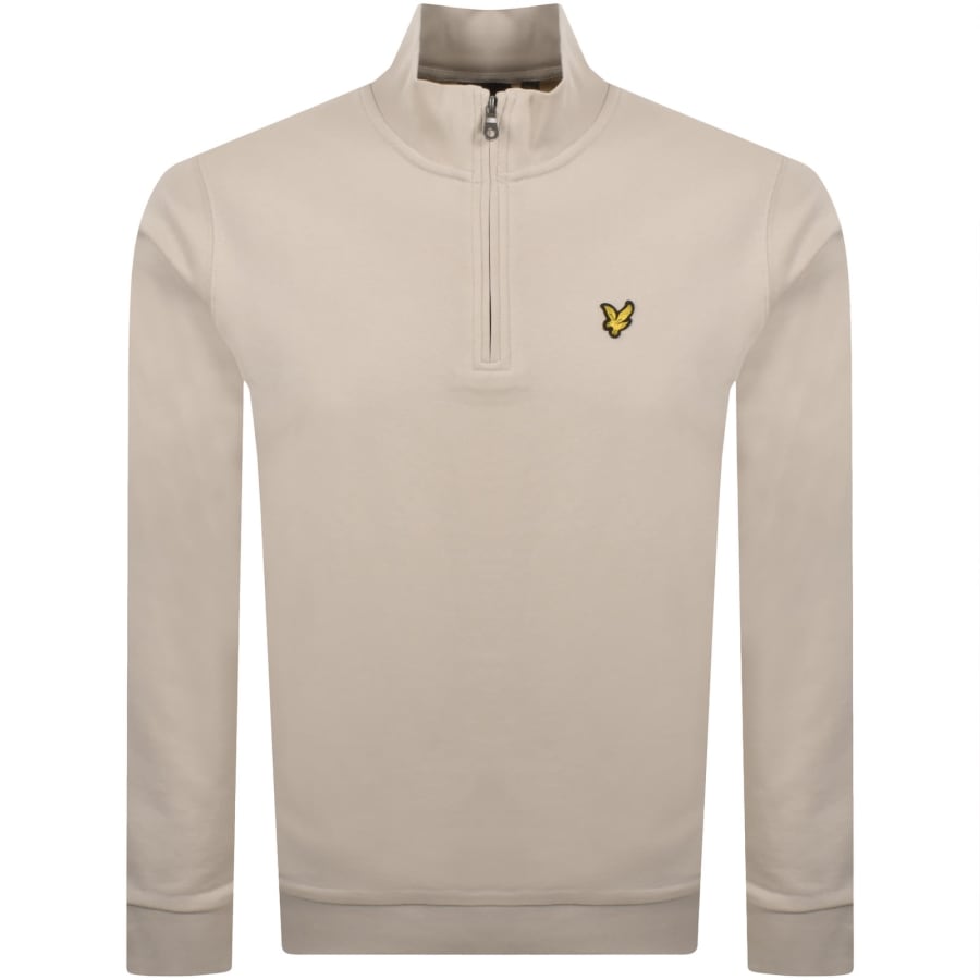 Image number 1 for Lyle And Scott Quarter Zip Sweatshirt Beige