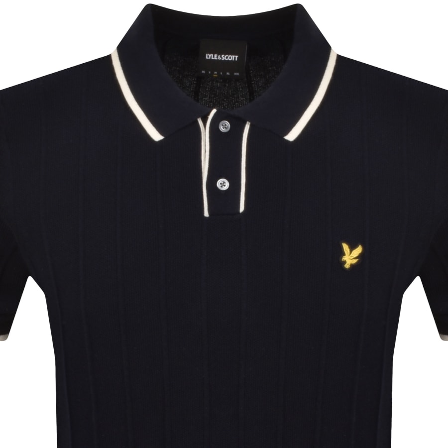 Image number 2 for Lyle And Scott Tipped Knitted Polo T Shirt Navy
