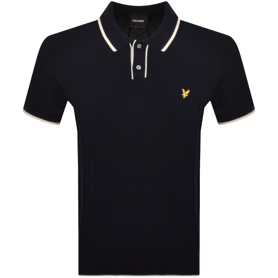 Image number 1 for Lyle And Scott Tipped Knitted Polo T Shirt Navy