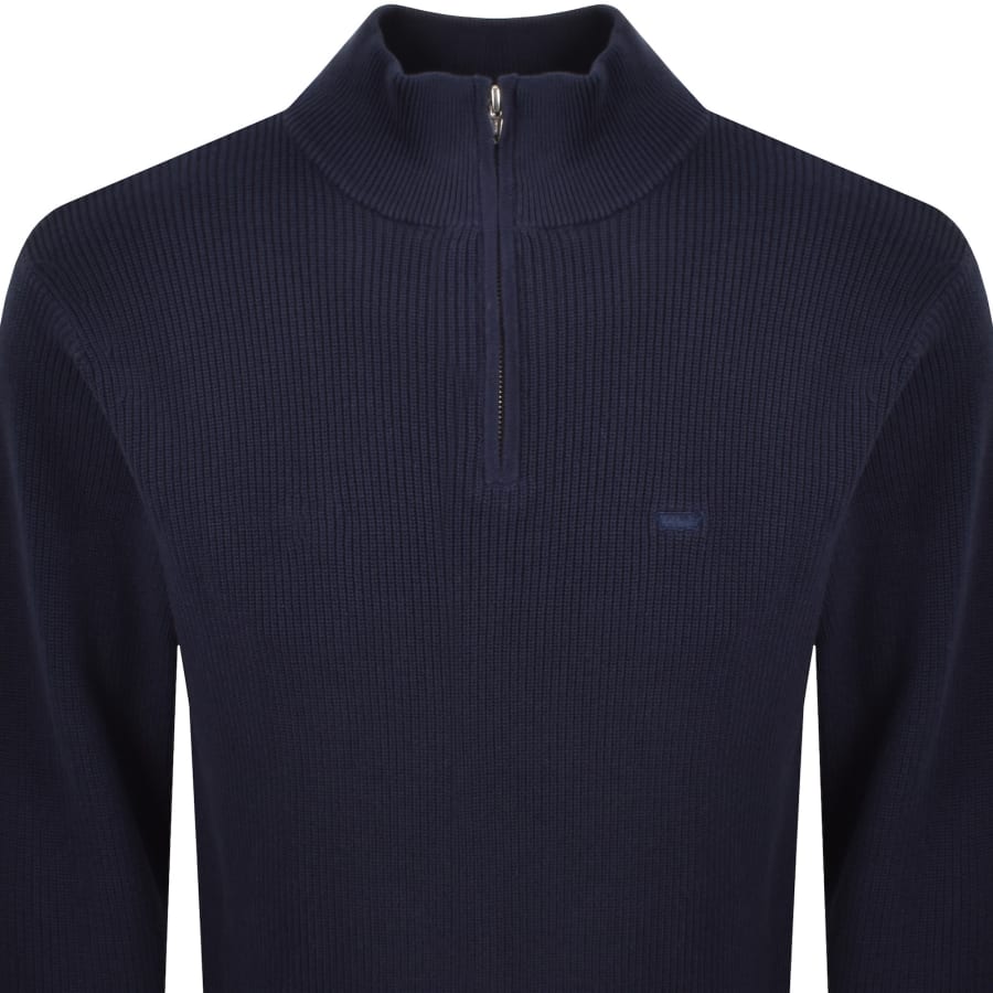 Image number 2 for Levis Housemark Quarter Zip Sweatshirt Navy