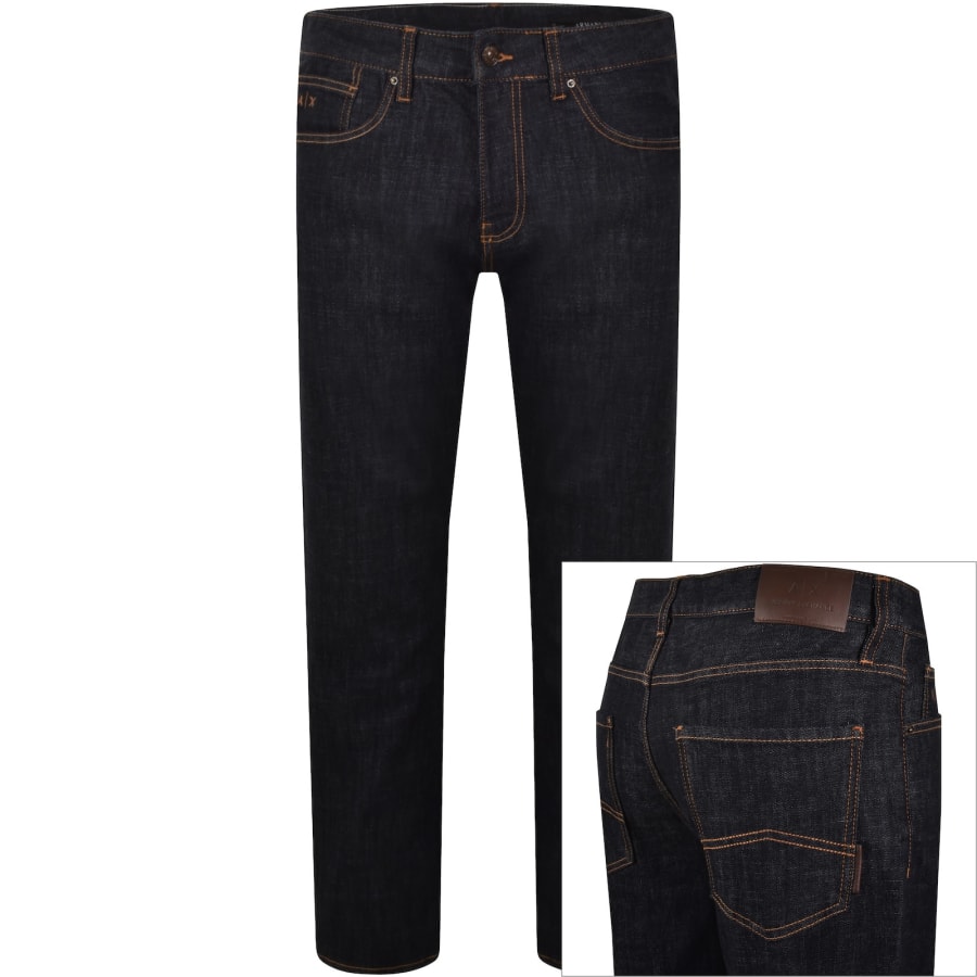 Image number 1 for Armani Exchange J16 Straight Fit Jeans Navy