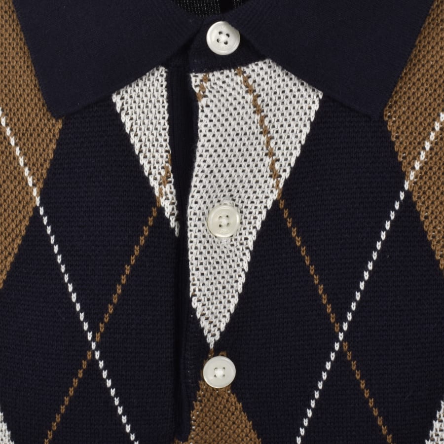 Image number 4 for Tommy Hilfiger Argyle Rugby Knit Polo Navy