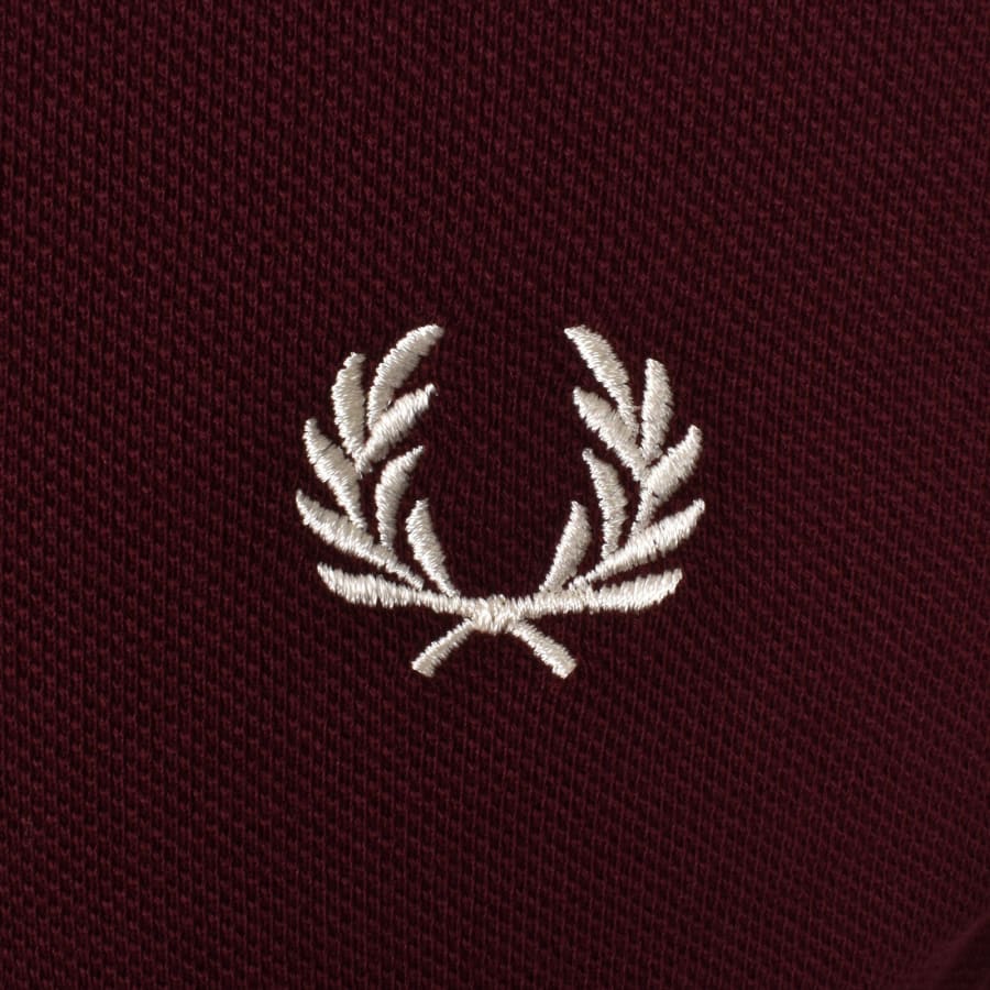 Image number 3 for Fred Perry Long Sleeved Polo T Shirt Burgundy