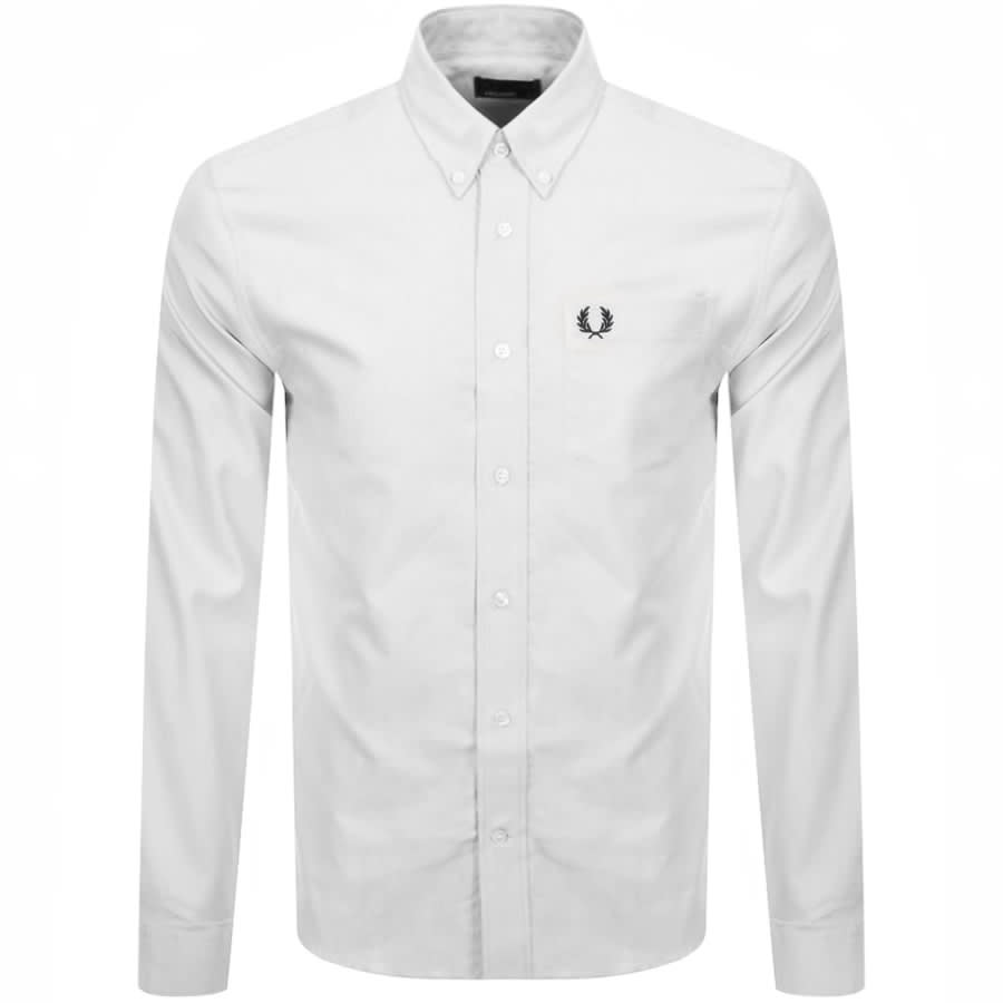 fred perry long sleeve oxford shirt white
