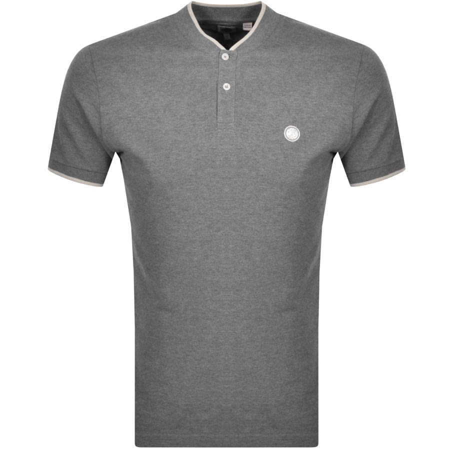 Product Image for Pretty Green Pique Grandad Collar T Shirt Grey